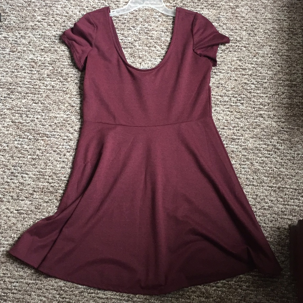 Maroon fit and flare Forever 21 dress